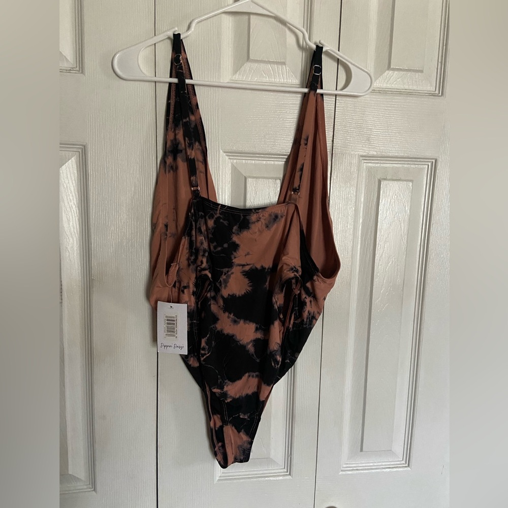 Peppermayo Black and Brown Tie-Dye One-Piece Swimsuit
